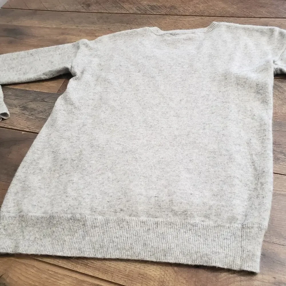 J. Crew Wool‎ Rabbit Hair Blend Gray and Black Scoopneck Knit Sweater XXS